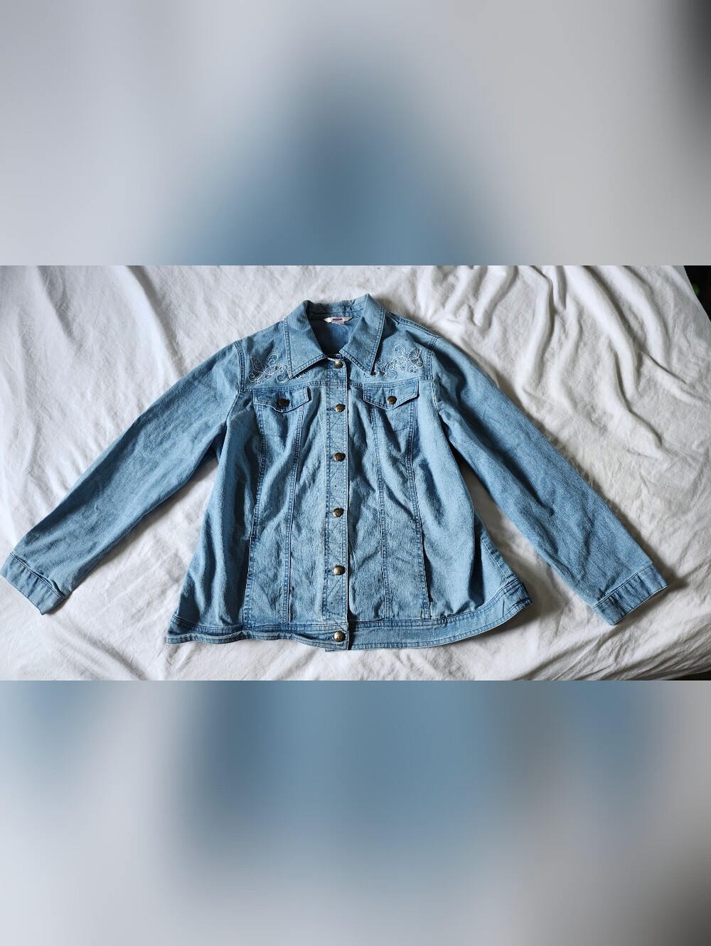 Vintage Embroidered Butterfly Denim Jacket